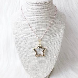 Crystal beaded star glass necklace